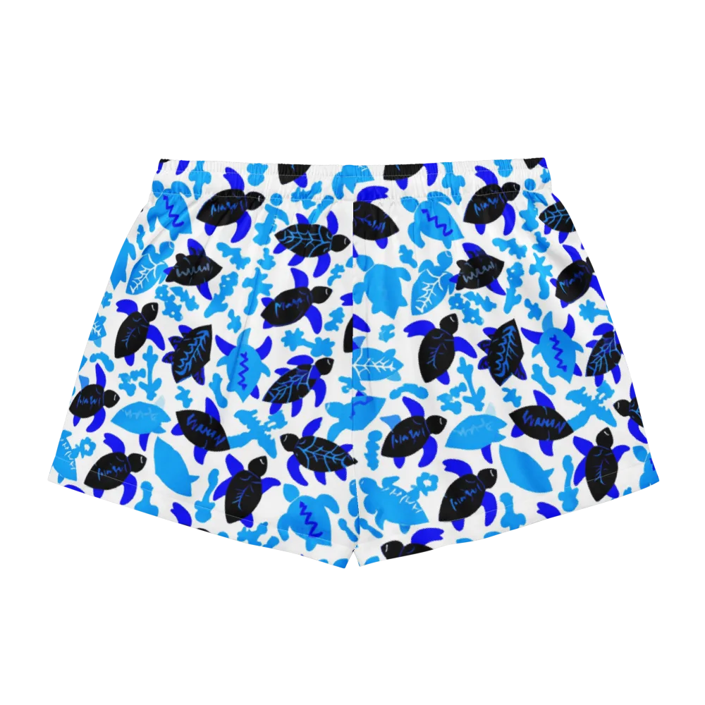 Azure Shell Shuffle on Women's Pajama Shorts — Back