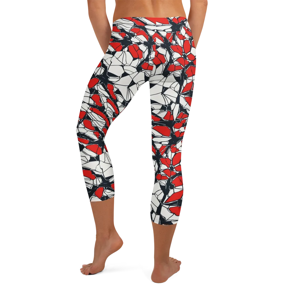 Crimson Fracture on Capri Leggings — Back