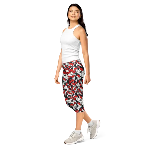 Crimson Fracture on a Capri Leggings