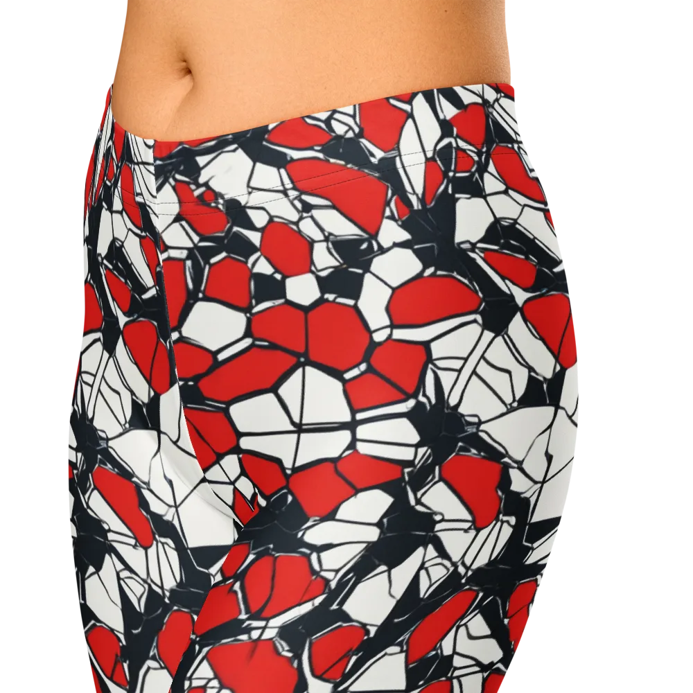 Crimson Fracture on Capri Leggings — Zoomed-in