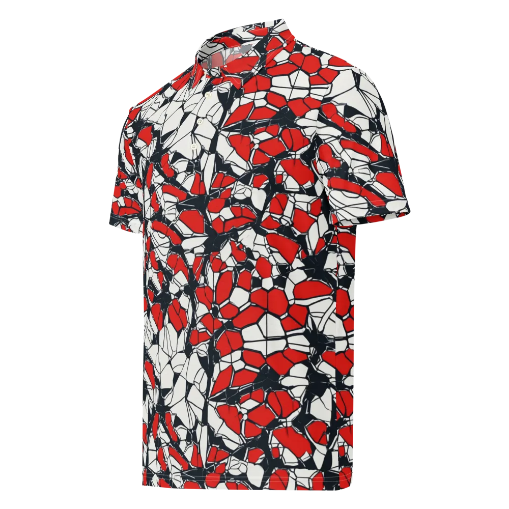 Crimson Fracture on Men's Slim Fit Polo Shirt — Left Front