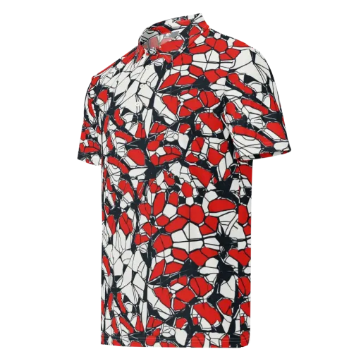 Crimson Fracture on a Men's Slim Fit Polo Shirt