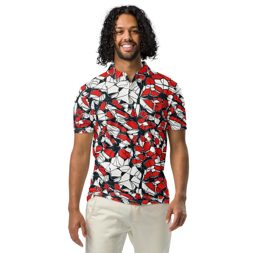 Crimson Fracture on Men's Slim Fit Polo Shirt — Front
