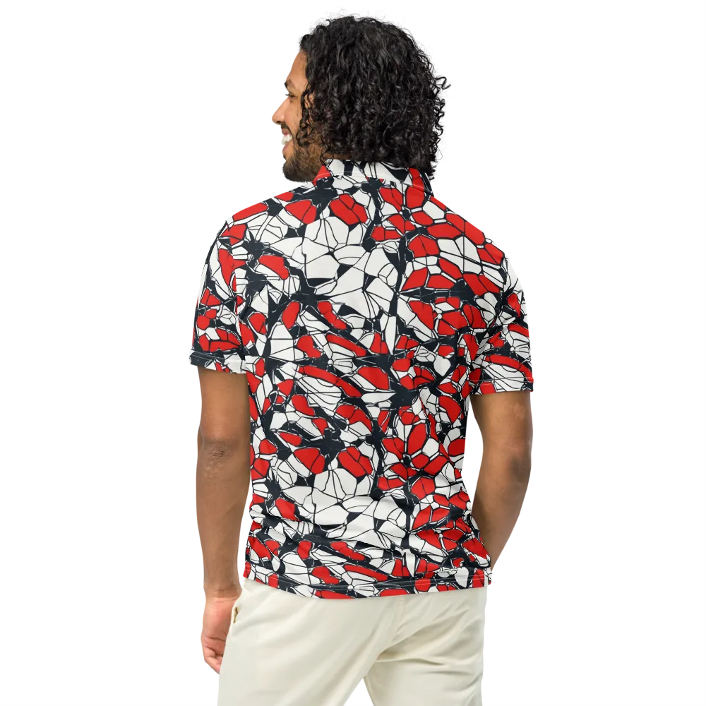 Crimson Fracture on Men's Slim Fit Polo Shirt — Back