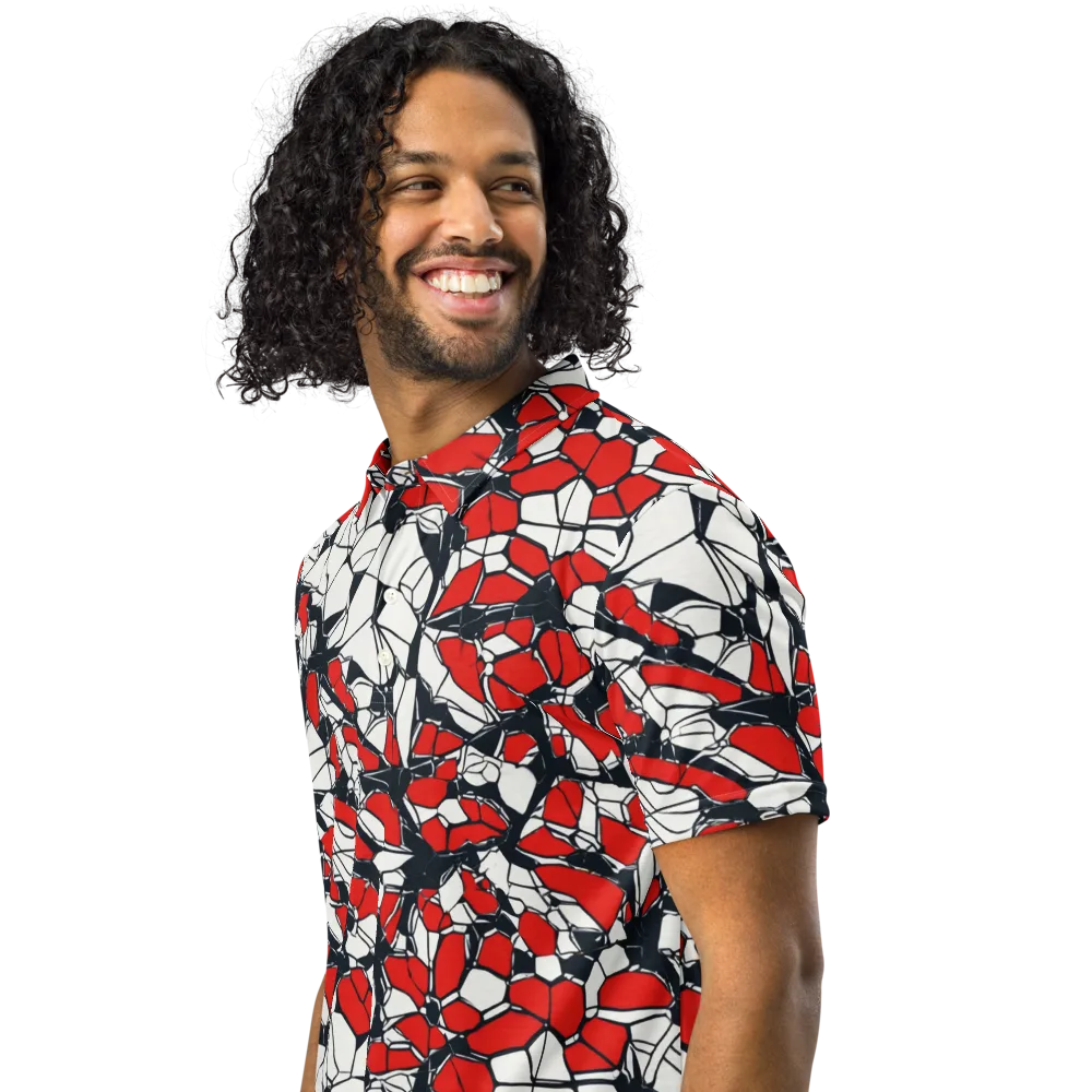 Crimson Fracture on Men's Slim Fit Polo Shirt — Left Front