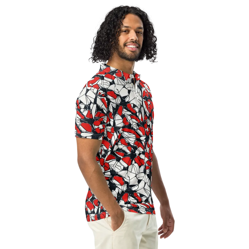 Crimson Fracture on Men's Slim Fit Polo Shirt — Right Front