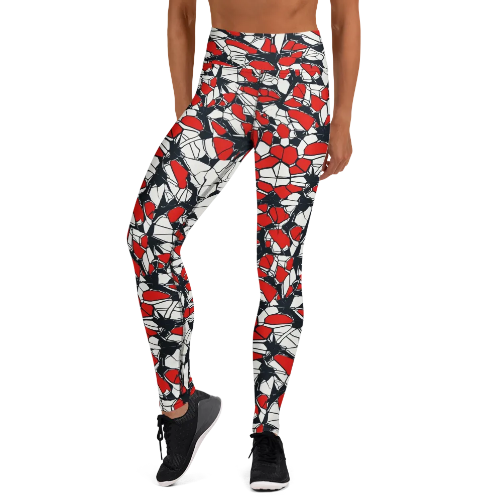 Crimson Fracture on Yoga Leggings — Front