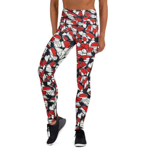 Crimson Fracture on a Yoga Leggings