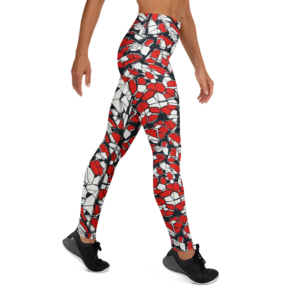 Crimson Fracture on Yoga Leggings — Right