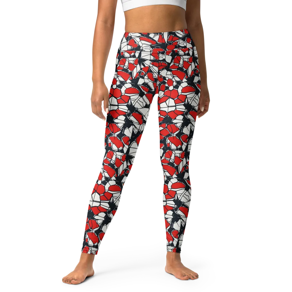 Crimson Fracture on Yoga Leggings — Front