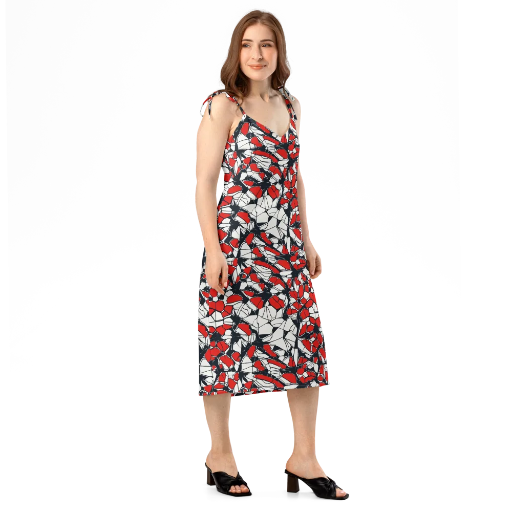 Crimson Fracture on Slip Dress — Right Front