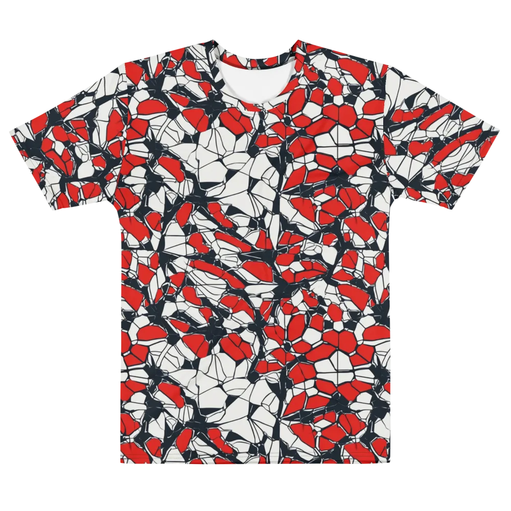 Crimson Fracture on Men's Cotton Crew Neck T-Shirt — Front