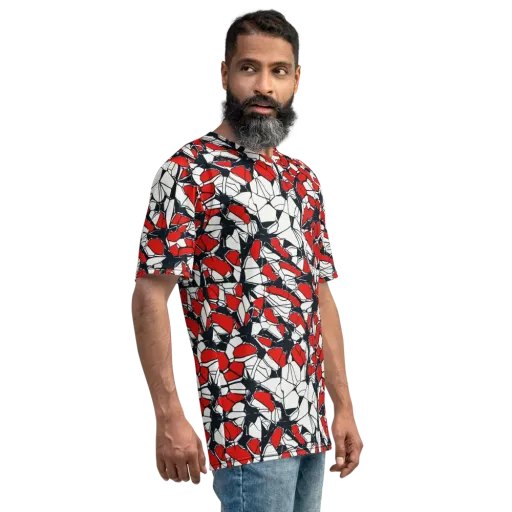 Crimson Fracture on a Men's Crew Neck T-Shirt