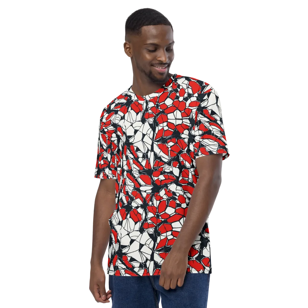 Crimson Fracture on Men's Crew Neck T-Shirt — Left