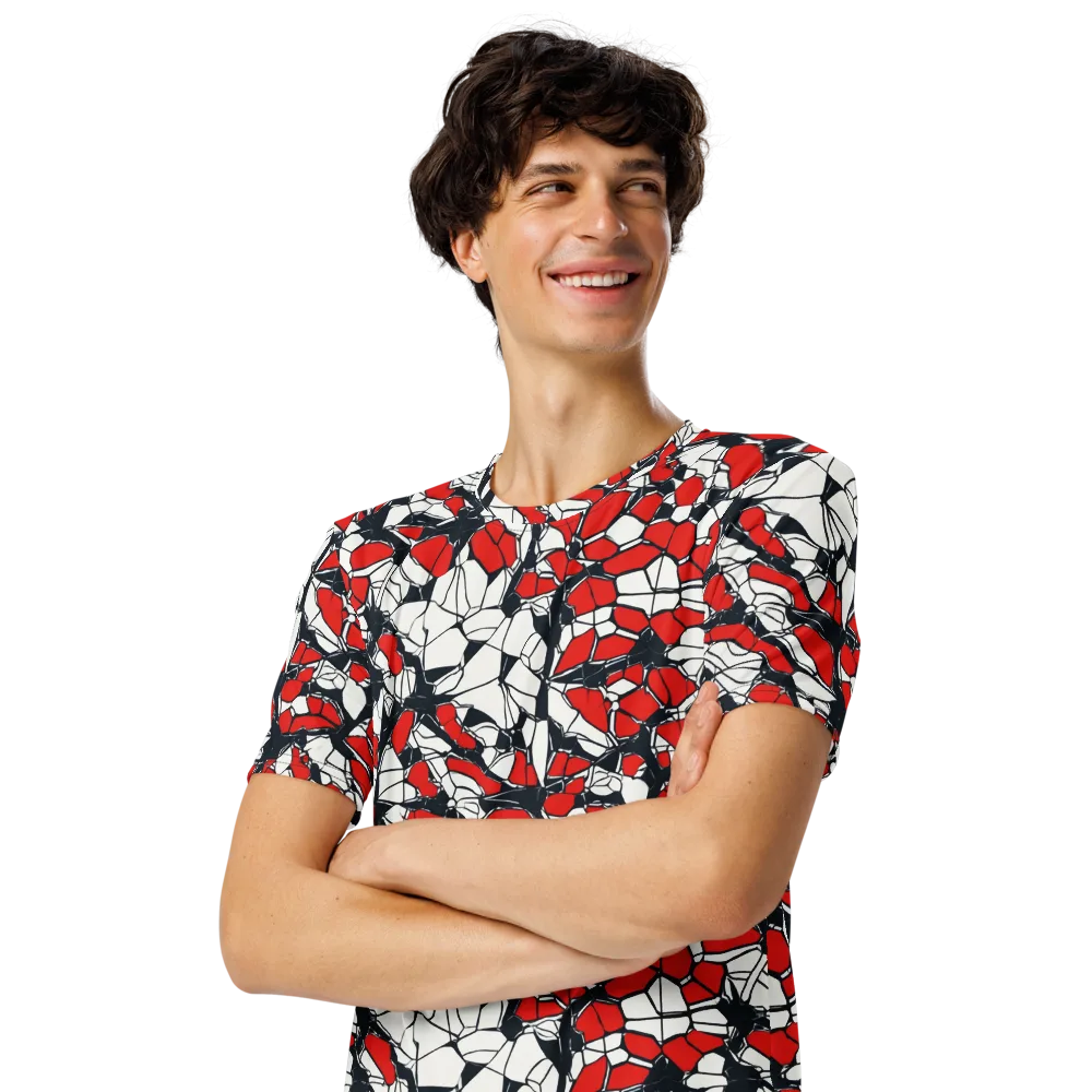 Crimson Fracture on Men's Crew Neck T-Shirt — Left Front
