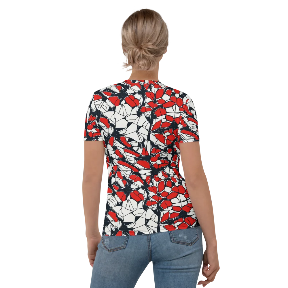 Crimson Fracture on Women's Crew Neck T-Shirt — Back