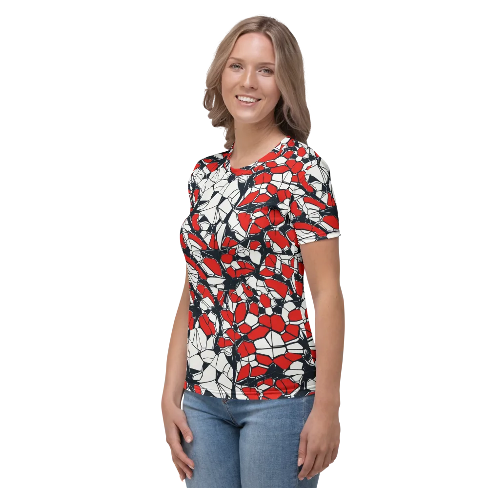 Crimson Fracture on Women's Crew Neck T-Shirt — Left