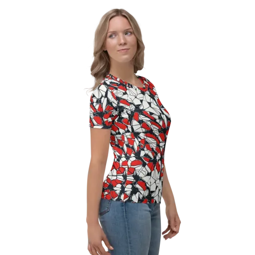 Crimson Fracture on a Women's Crew Neck T-Shirt