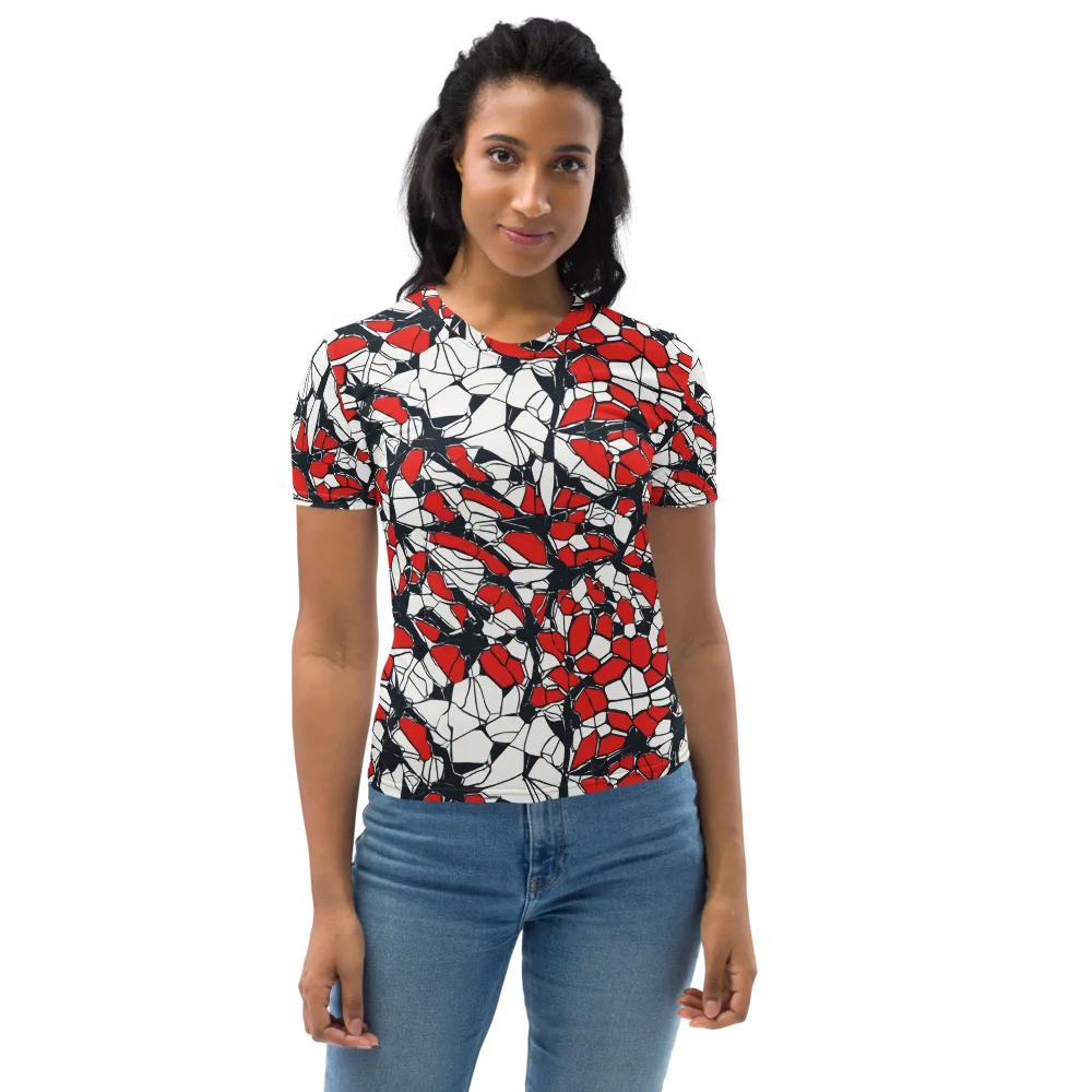 Crimson Fracture on Women's Crew Neck T-Shirt — Front