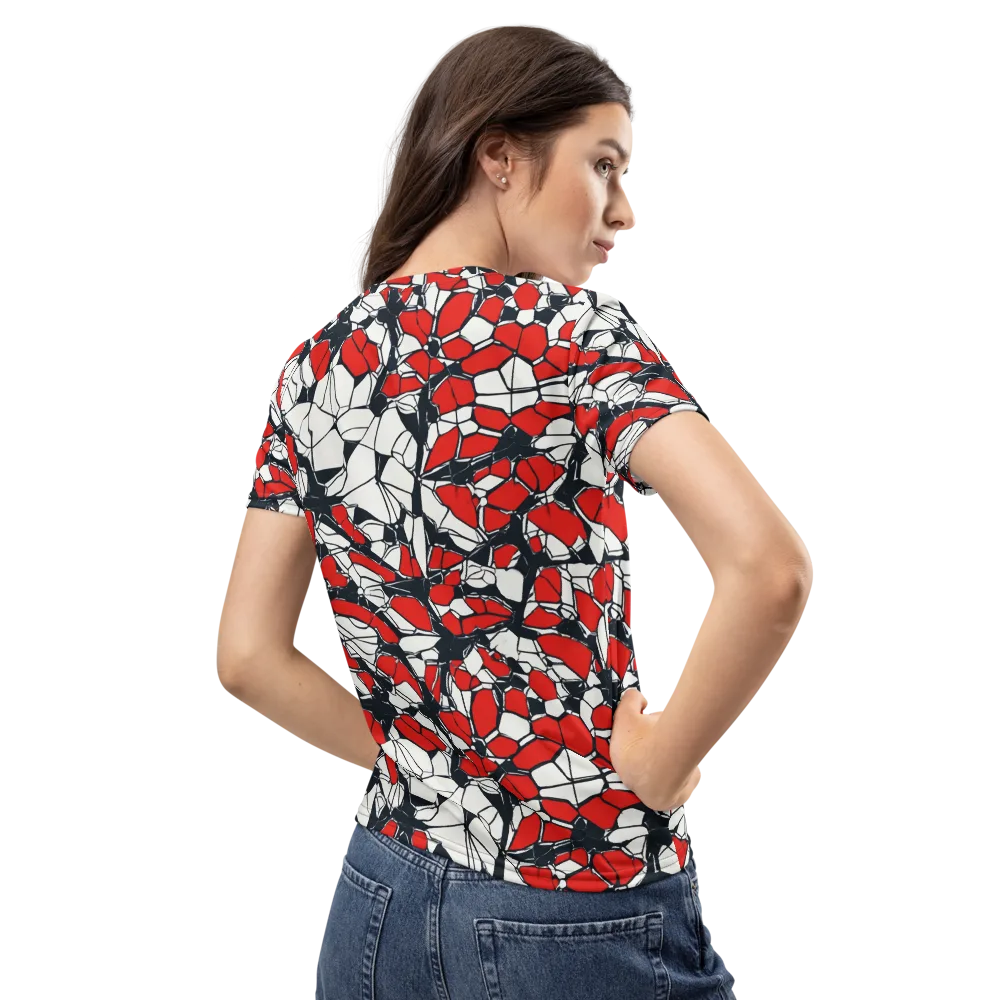 Crimson Fracture on Women's Crew Neck T-Shirt — Back