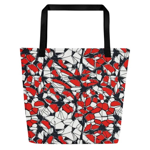 Crimson Fracture on a Large Tote Bag W/ Pocket