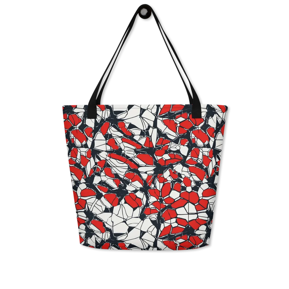 Crimson Fracture on Large Tote Bag W/ Pocket — Front