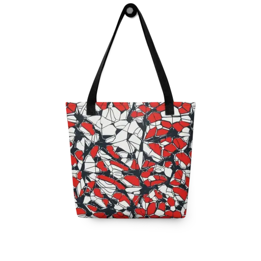Crimson Fracture on a Tote Bag