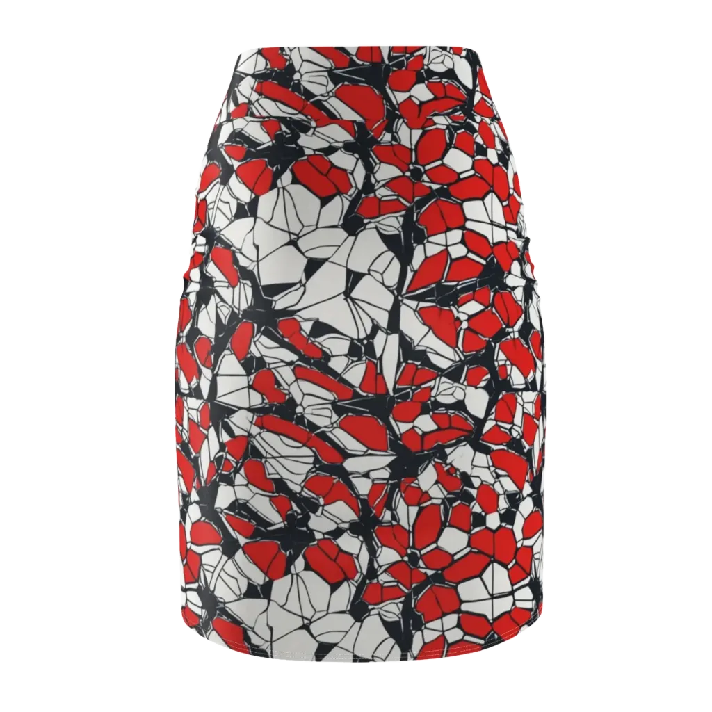 Crimson Fracture on Pencil Skirt — Back