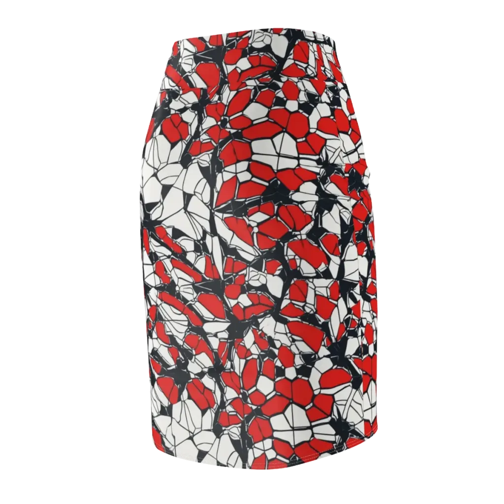 Crimson Fracture on Pencil Skirt — Back Side