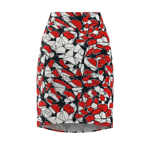 Crimson Fracture on a Pencil Skirt