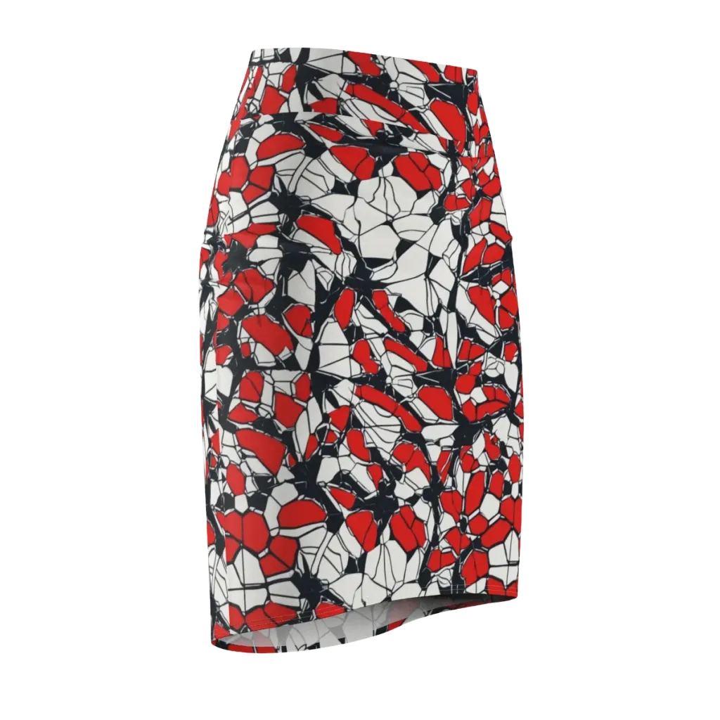 Crimson Fracture on Pencil Skirt — Front Side
