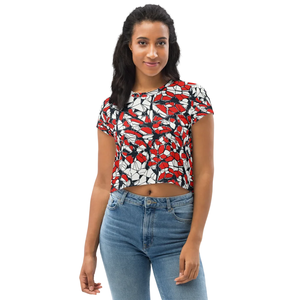 Crimson Fracture on Crop Tee — Front