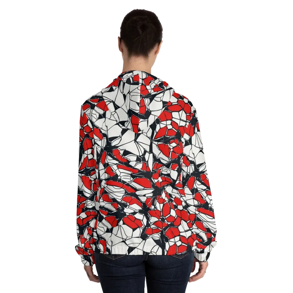 Crimson Fracture on Women's Full-Zip Hoodie — Back On Person