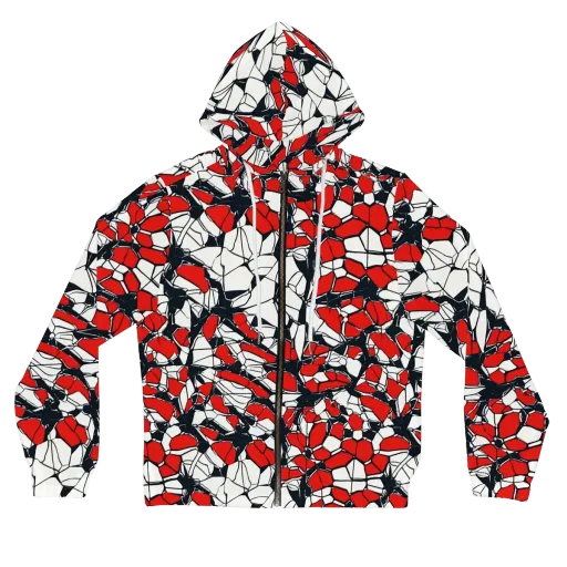 Crimson Fracture on a Women's Full-Zip Hoodie