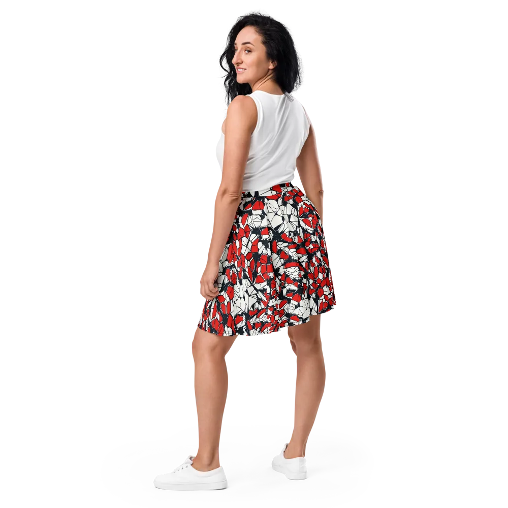 Crimson Fracture on Skater Skirt — Back