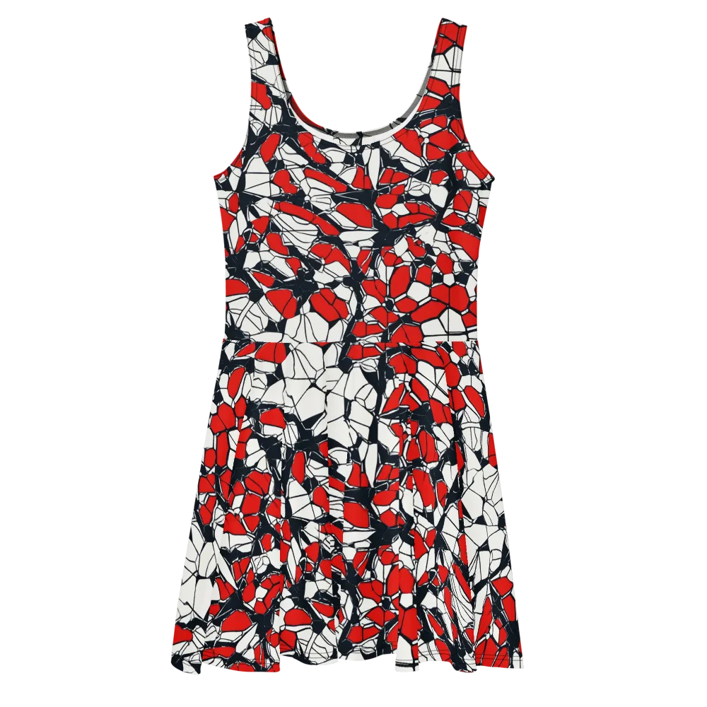 Crimson Fracture on Skater Dress — Front