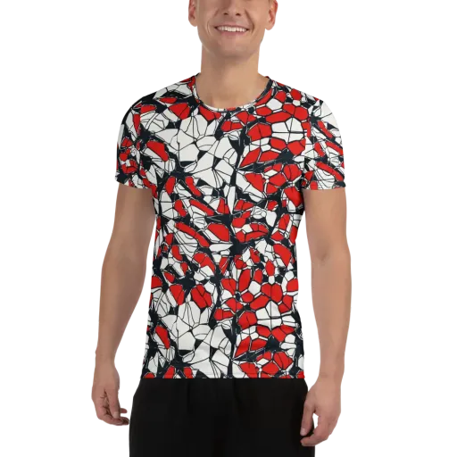 Crimson Fracture on a Men's Athletic T-Shirt