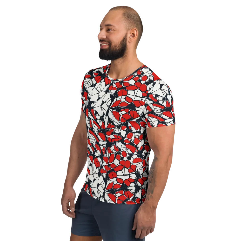 Crimson Fracture on Men's Athletic T-Shirt — Left