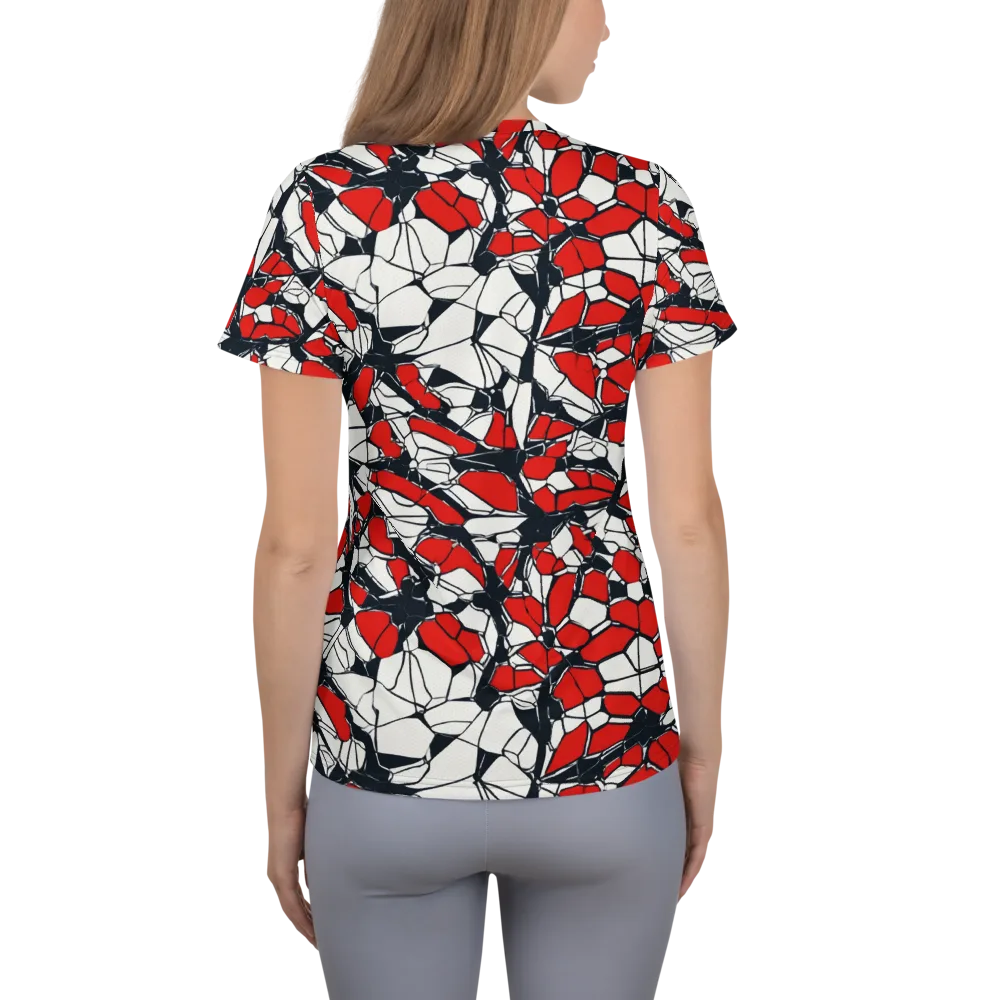 Crimson Fracture on Women's Athletic T-Shirt — Back