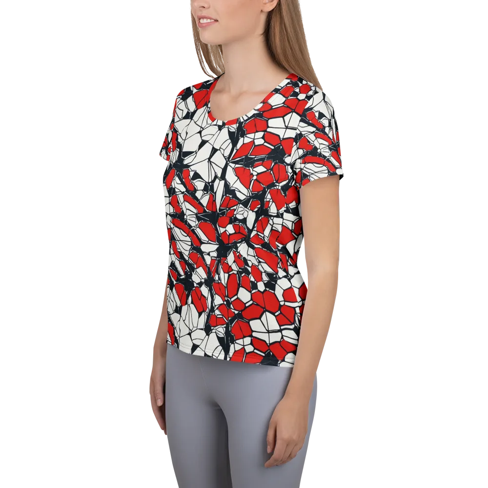 Crimson Fracture on Women's Athletic T-Shirt — Left
