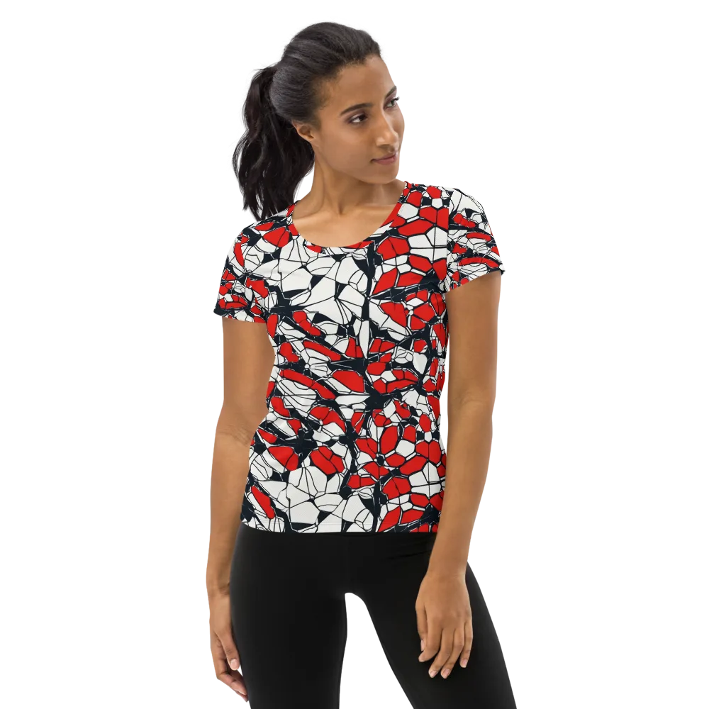 Crimson Fracture on Women's Athletic T-Shirt — Front