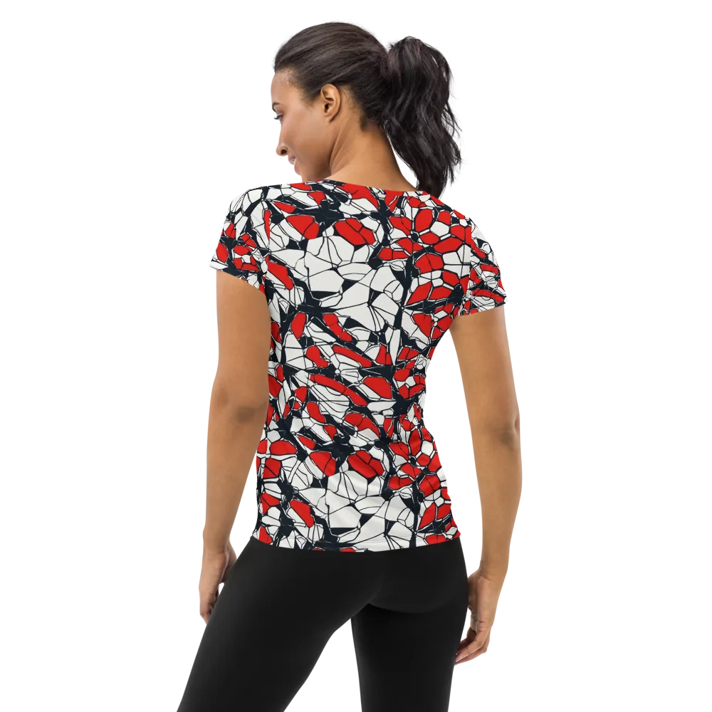 Crimson Fracture on Women's Athletic T-Shirt — Back