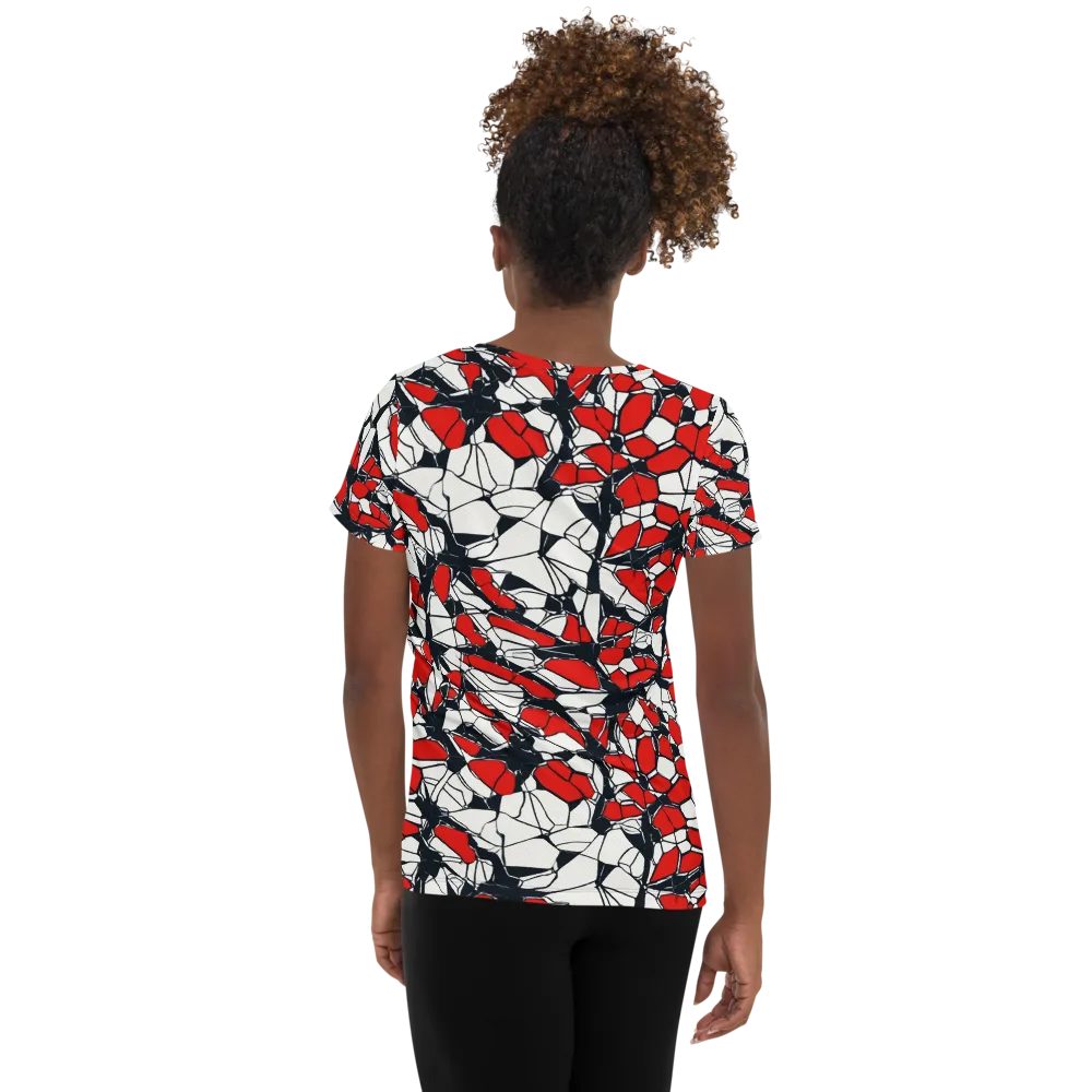 Crimson Fracture on Women's Athletic T-Shirt — Back