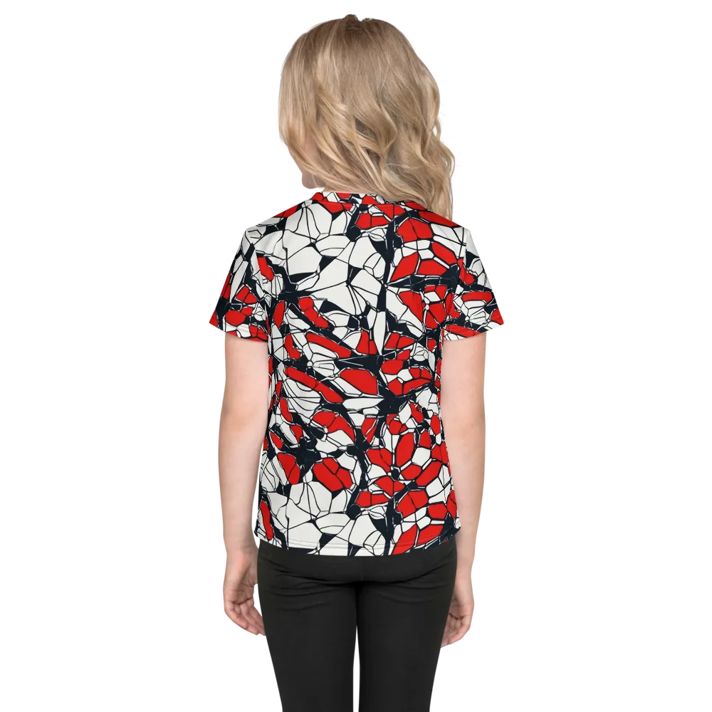 Crimson Fracture on Kids Crew Neck T-Shirt — Back