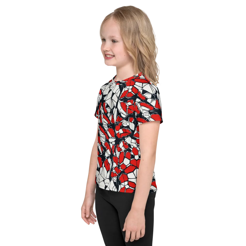 Crimson Fracture on Kids Crew Neck T-Shirt — Left