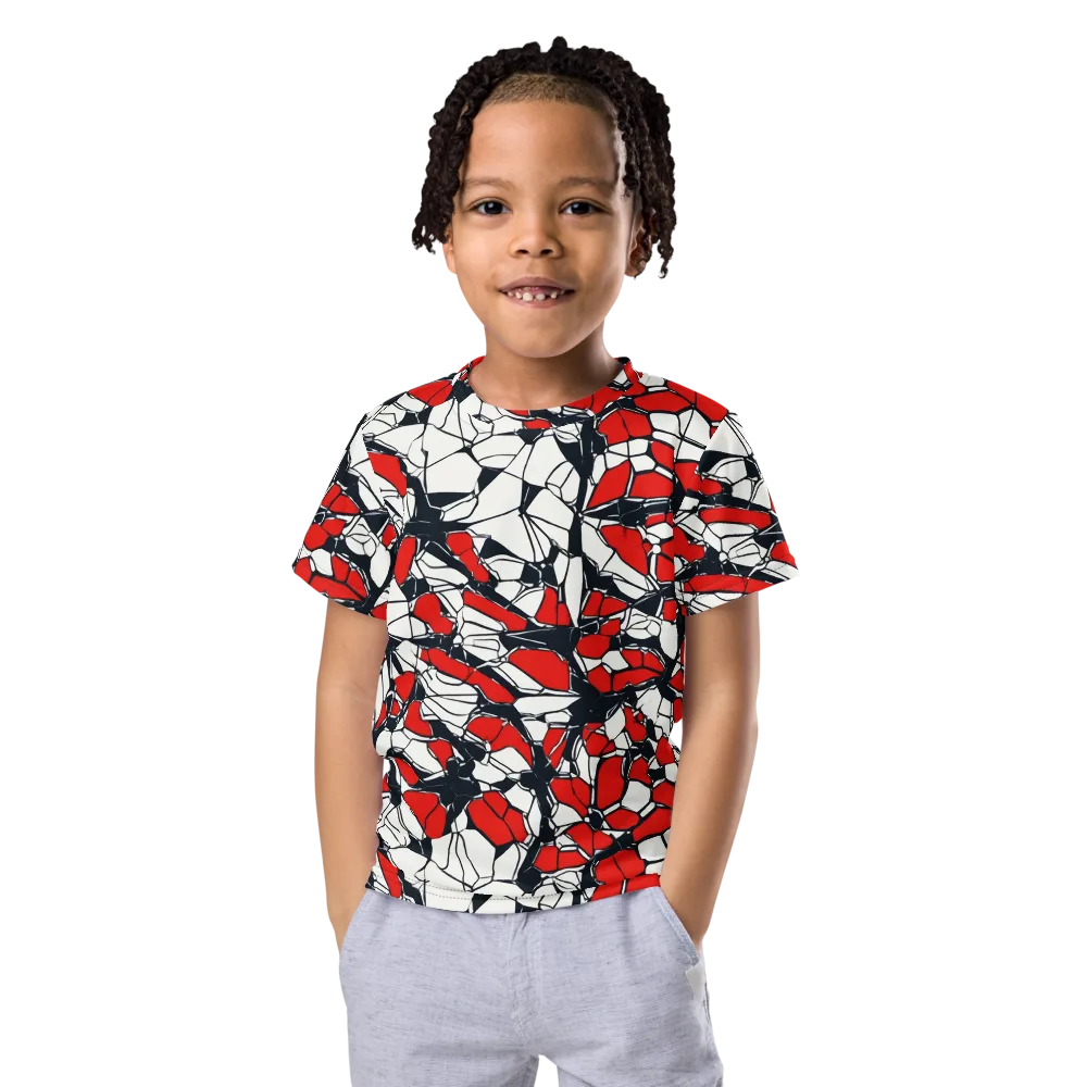 Crimson Fracture on Kids Crew Neck T-Shirt — Front