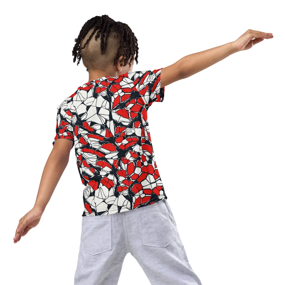 Crimson Fracture on Kids Crew Neck T-Shirt — Back