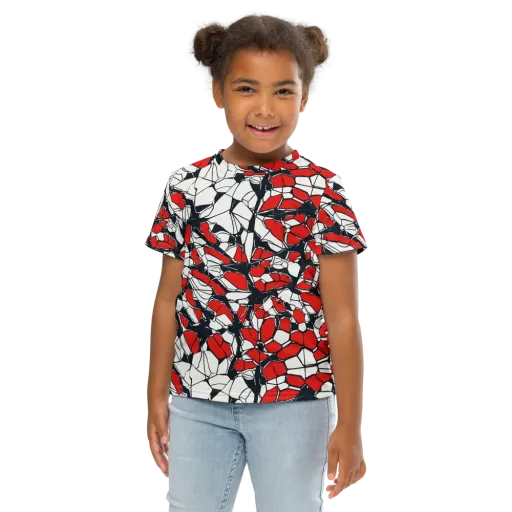 Crimson Fracture on a Kids Crew Neck T-Shirt