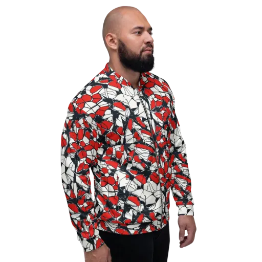 Crimson Fracture on a Bomber Jacket