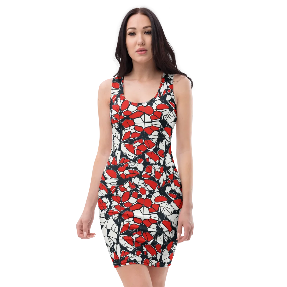 Crimson Fracture on Bodycon Dress — Front